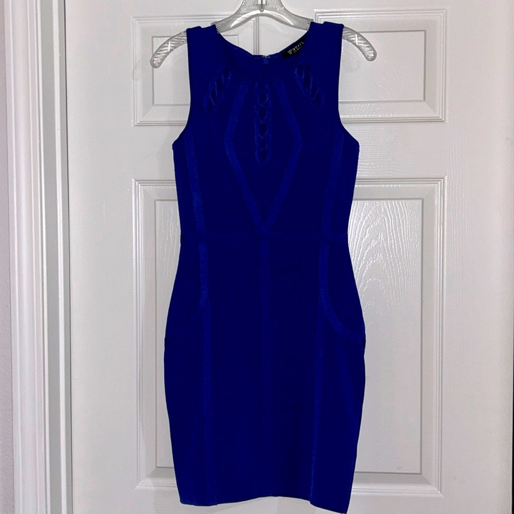 GUESS LOS ANGELES DRESS - SLEEVELESS, FORM FITTING, COLOR COBALT, SIZE SMALL
